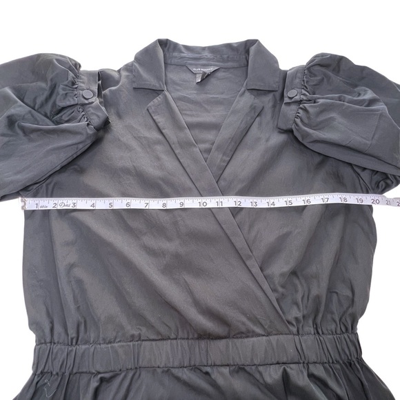 Club Monaco Dress Collared A Line Cotton Blouson Puff Sleeves Black 8 Medium M - Picture 12 of 16